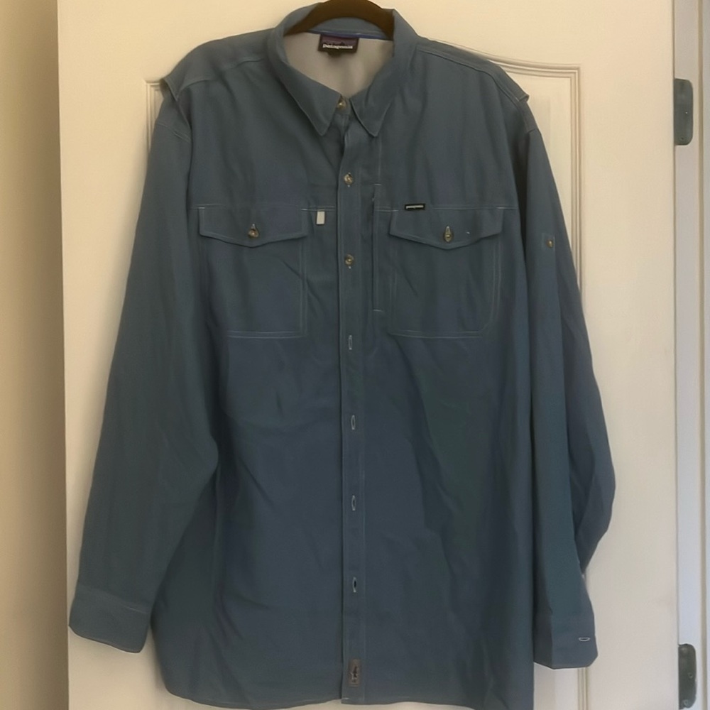 Patagonia 2XL. Blue button down shirt